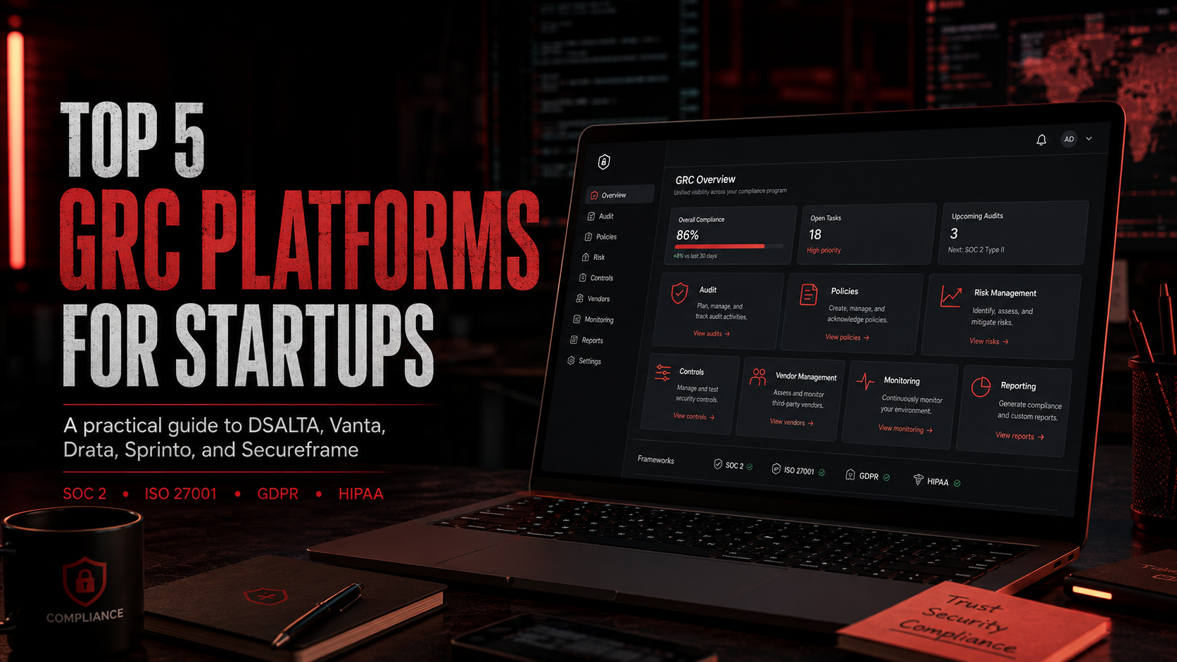 Top 5 GRC Platforms for Startups: DSALTA, Vanta, Drata, Sprinto, and Secureframe